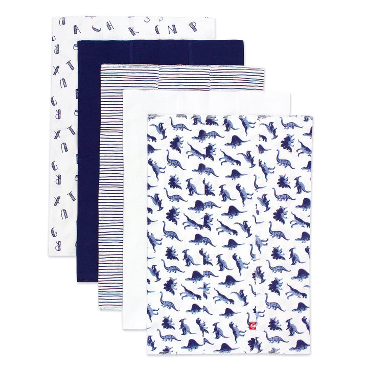 Zutano baby Burp Cloth Dinos Organic Cotton Burp Cloth 5 Pack - Navy Multi