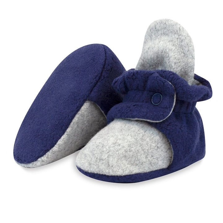 Zutano baby Bootie Cozie Fleece Color Block Gripper Baby Bootie - Heather Gray/True Navy