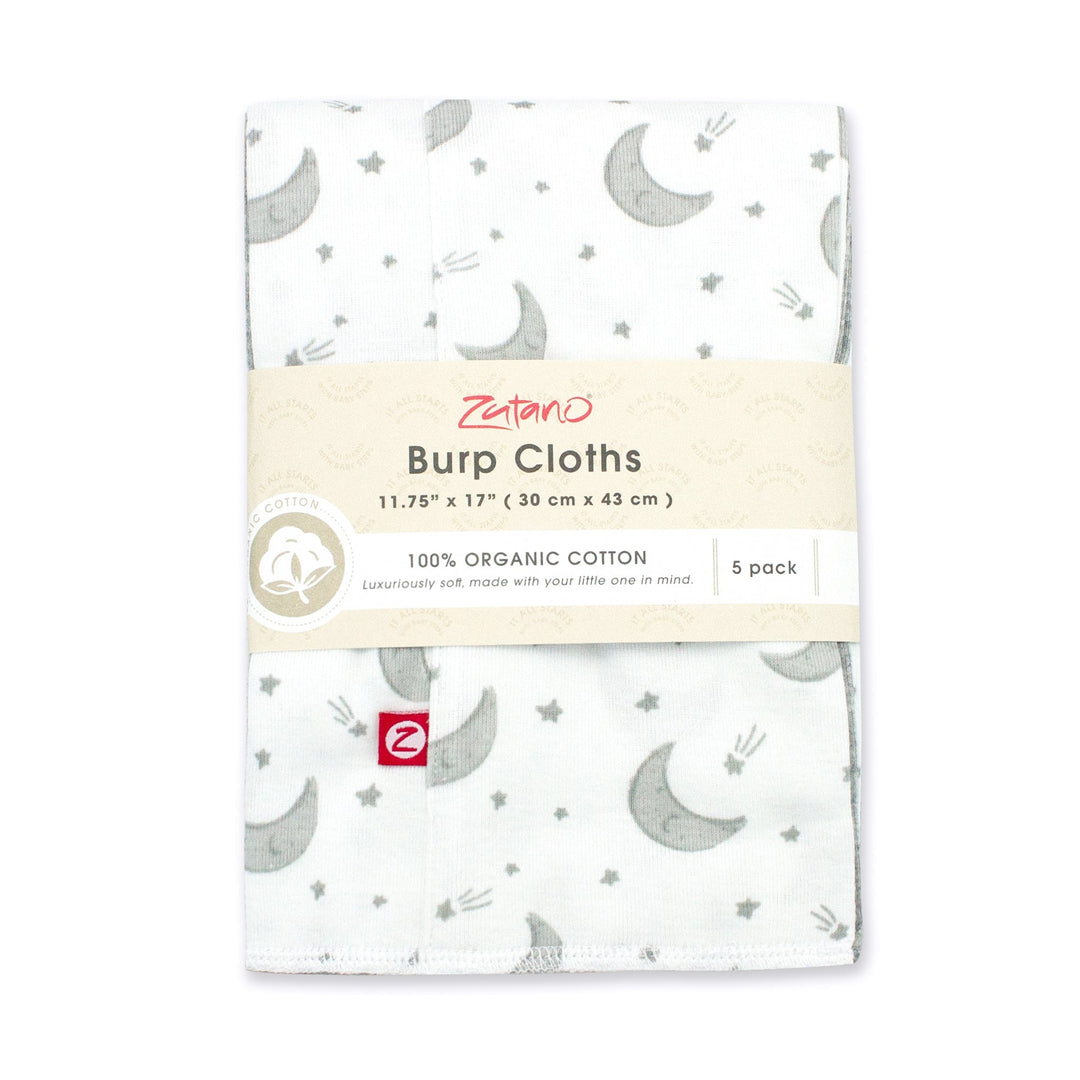 Zutano baby Burp Cloth Moons Organic Cotton Burp Cloth 5 Pack - Gray Multi