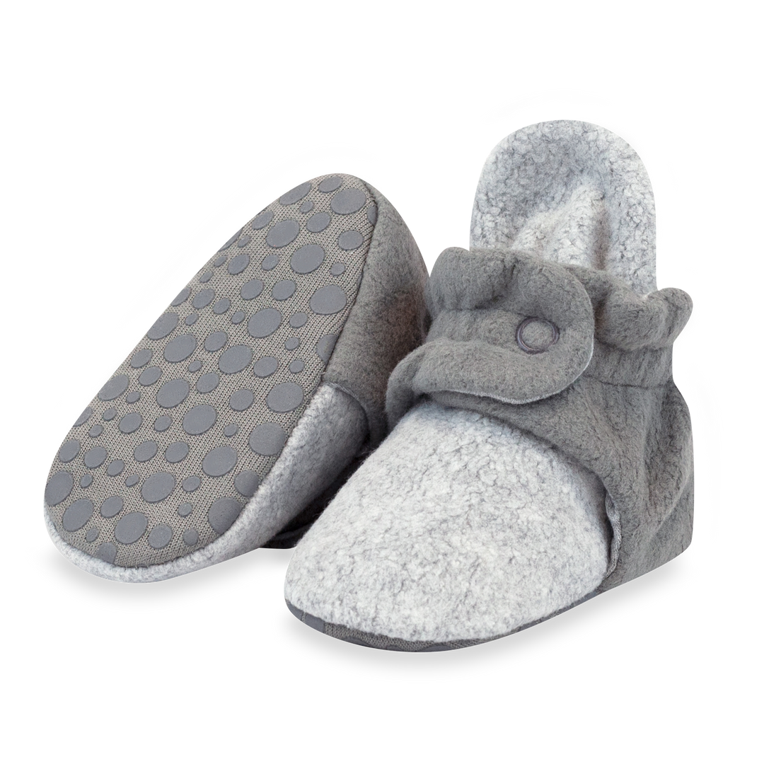 Zutano baby Bootie Cozie Fleece Color Block Gripper Baby Bootie - Heather Gray/Gray