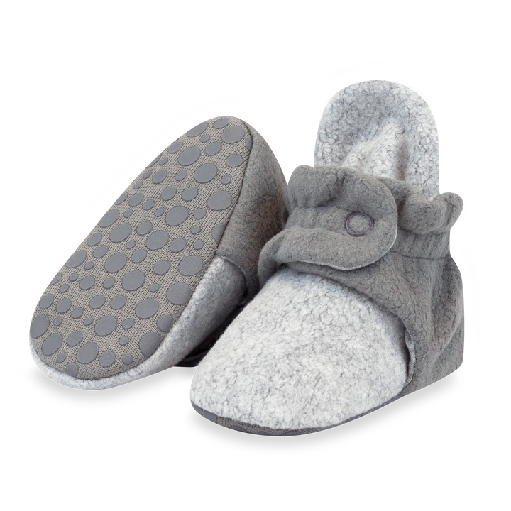 Zutano baby Bootie Cozie Fleece Color Block Gripper Baby Bootie - Heather Gray/Gray