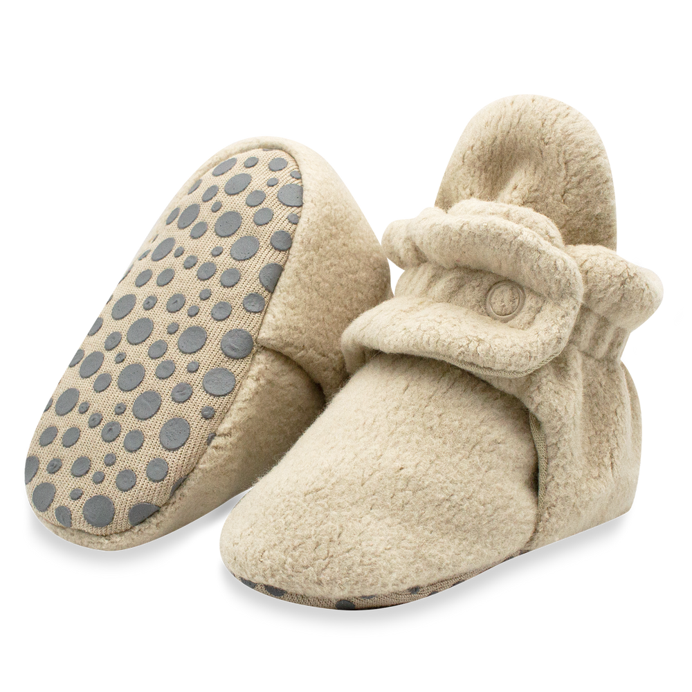 Zutano cozie fleece gripper baby bootie - Khaki
