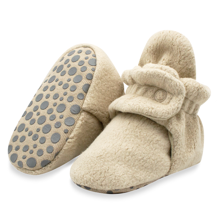 Zutano cozie fleece gripper baby bootie - Khaki