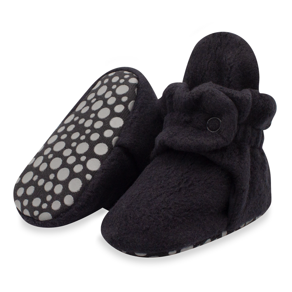 Zutano cozie fleece gripper baby booties - Black color