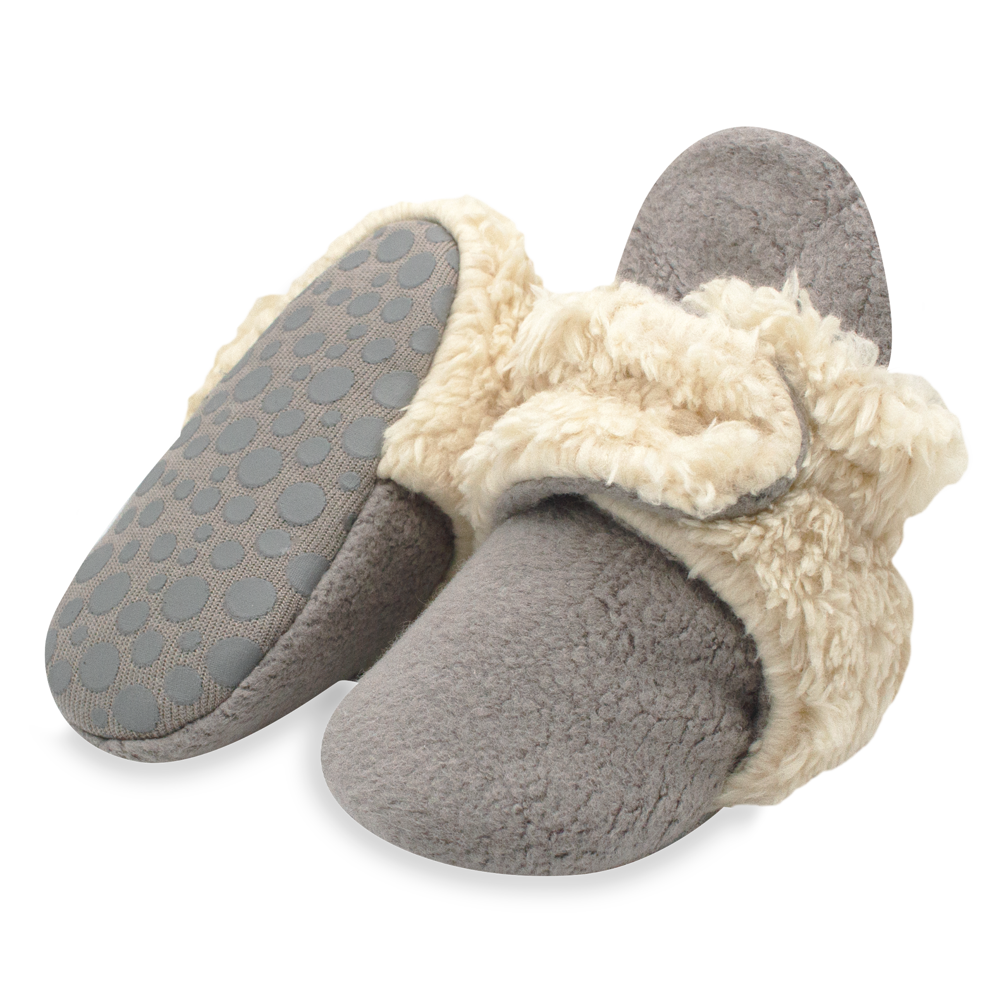 Zutano Furry Fleece Stay-On Baby Bootie Slipper - Gray