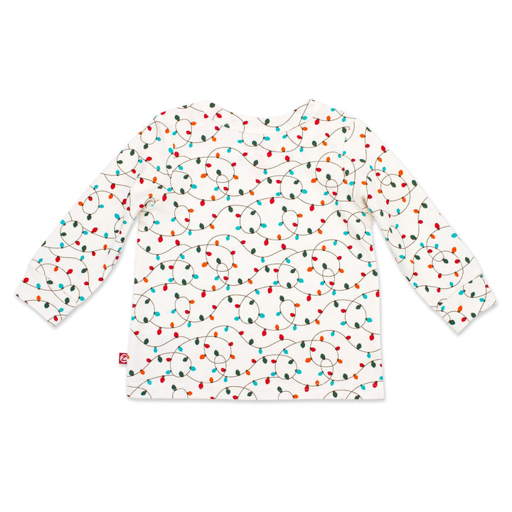 Zutano crewneck baby top with a multicolor geometric pattern.