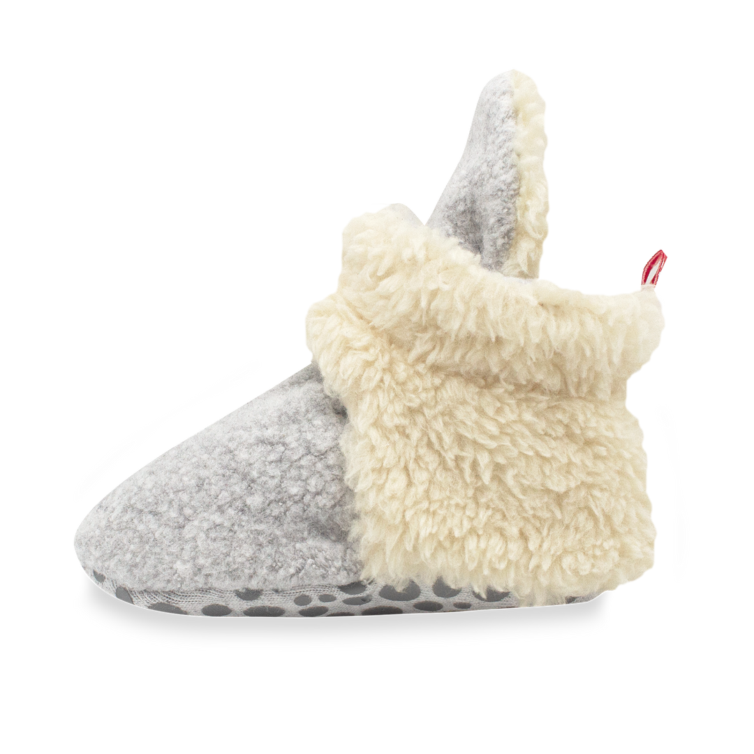 Zutano cozie furry gripper baby booties - Heather gray color