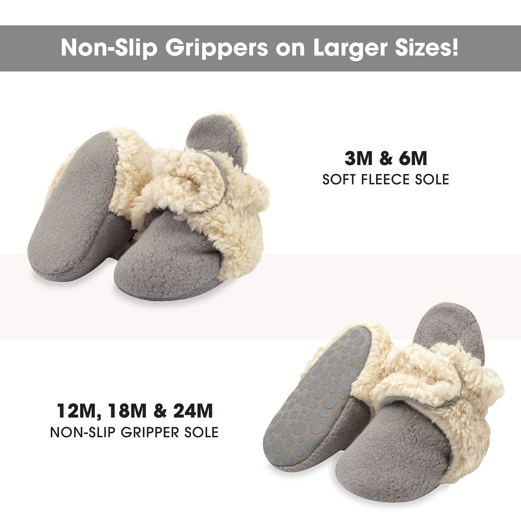 Zutano Furry Fleece Stay-On Baby Bootie Slipper - Gray