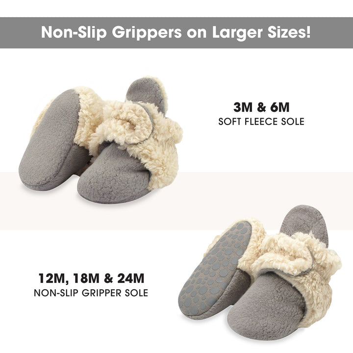 Zutano cozie furry gripper baby booties - Gray colored