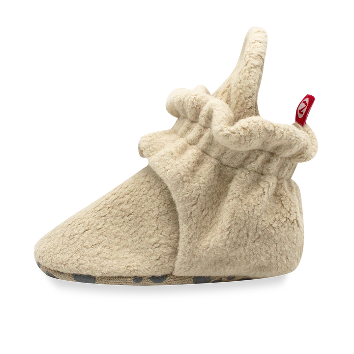 Zutano cozie fleece gripper baby booties - Khaki