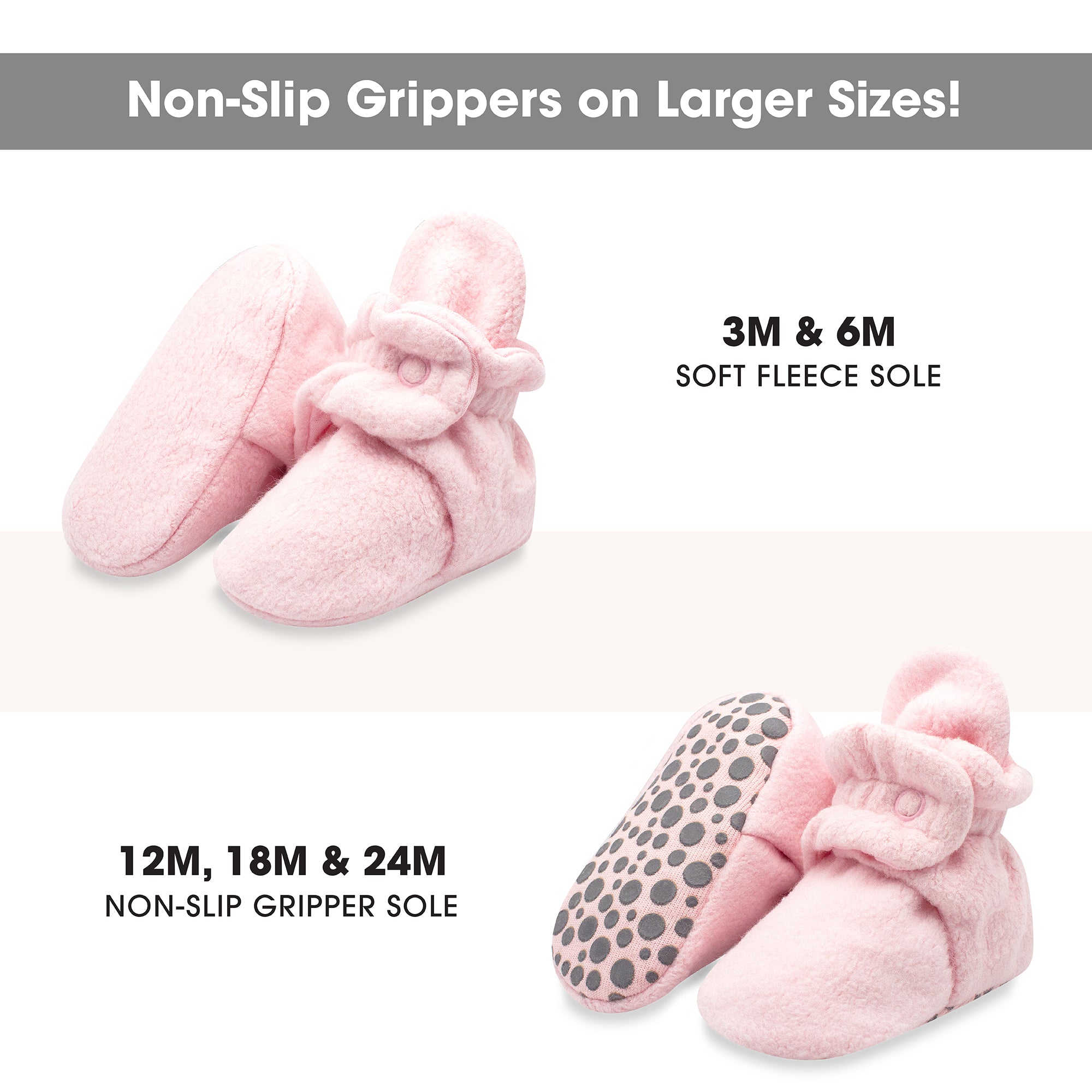 Zutano Cozie Fleece Stay-On Baby Bootie Slipper Baby Pink