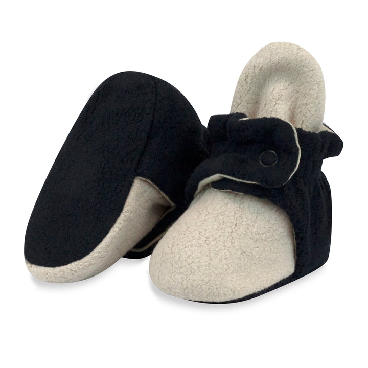 Zutano baby Bootie Cozie Fleece Color Block Gripper Baby Bootie - Khaki/Black