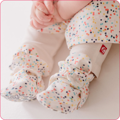 Organic Cotton Gripper Baby Bootie - Baby Pink