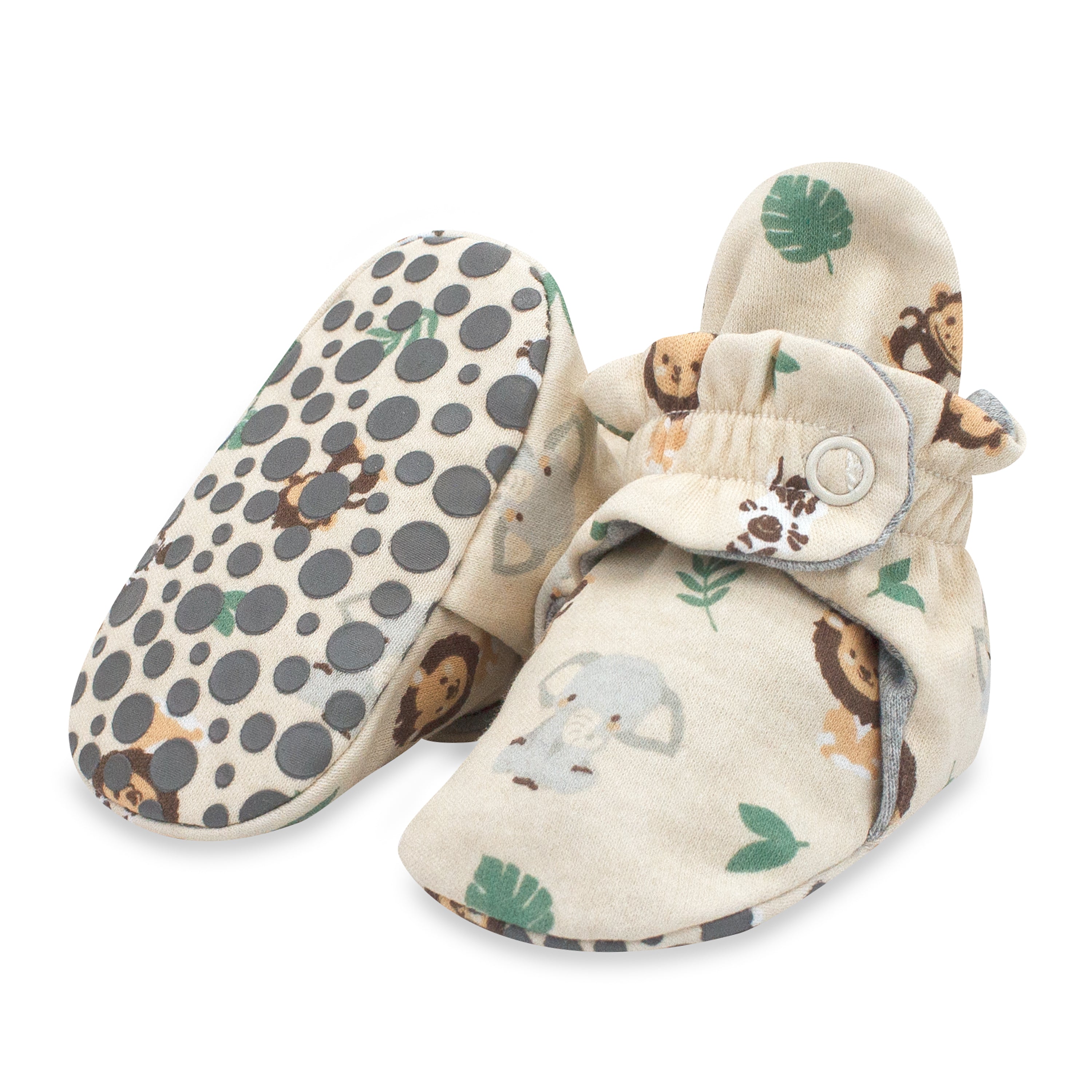 Baby Jungle Animals Organic Cotton Gripper Baby Bootie