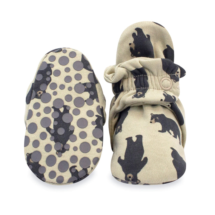 Zutano baby Bootie Black Bears Organic Cotton Gripper Baby Bootie