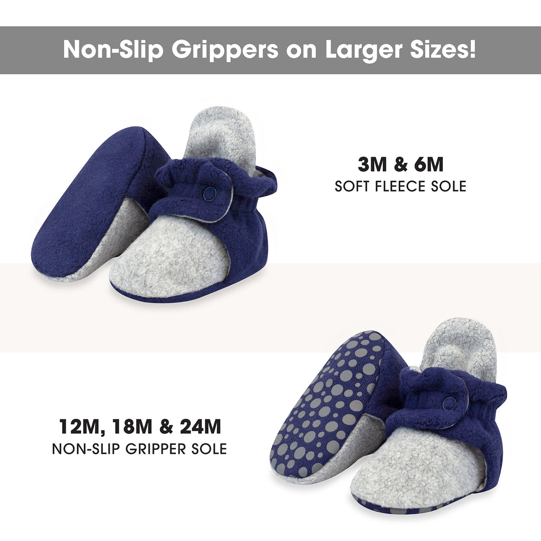 Zutano baby Bootie Cozie Fleece Color Block Gripper Baby Bootie - Heather Gray/True Navy