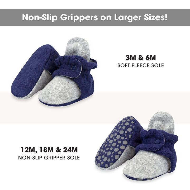Zutano baby Bootie Cozie Fleece Color Block Gripper Baby Bootie - Heather Gray/True Navy