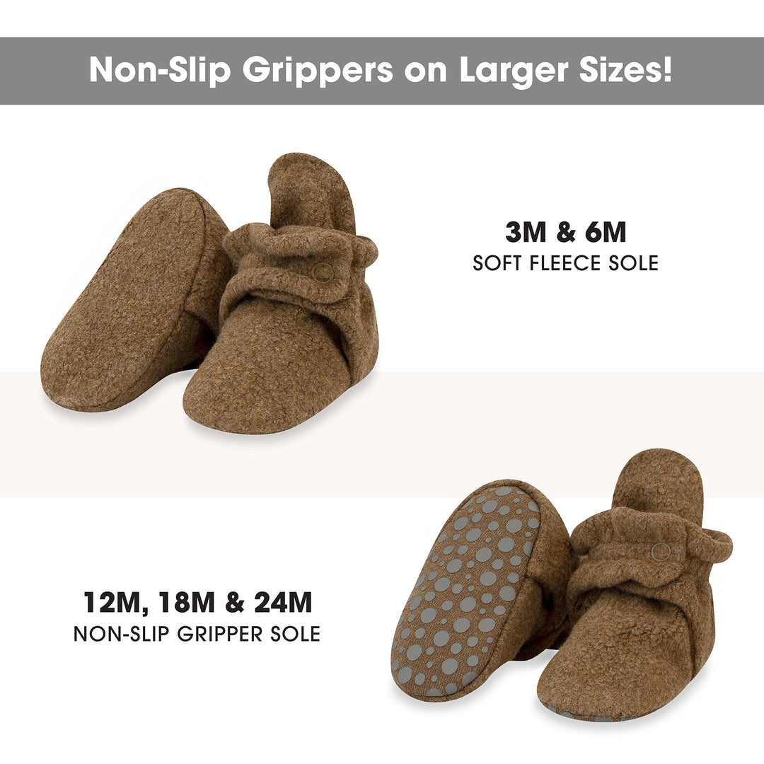 Zutano baby Bootie Cozie Fleece Gripper Baby Bootie - Heather Mocha