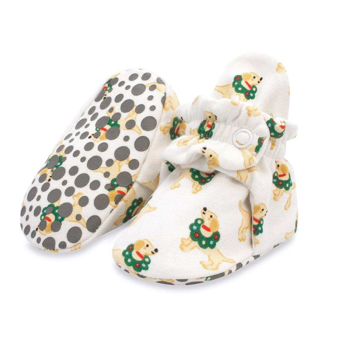 Zutano baby Bootie Holiday Dogs Organic Cotton Gripper Baby Bootie