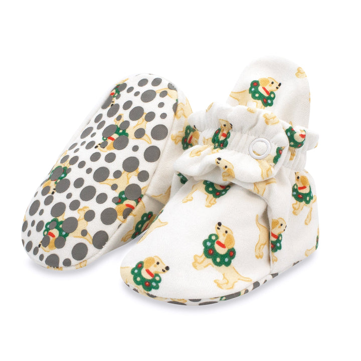 Zutano baby Bootie Holiday Dogs Organic Cotton Gripper Baby Bootie