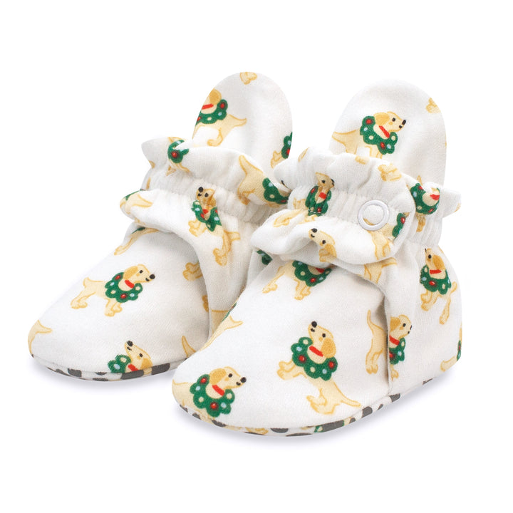 Zutano baby Bootie Holiday Dogs Organic Cotton Gripper Baby Bootie