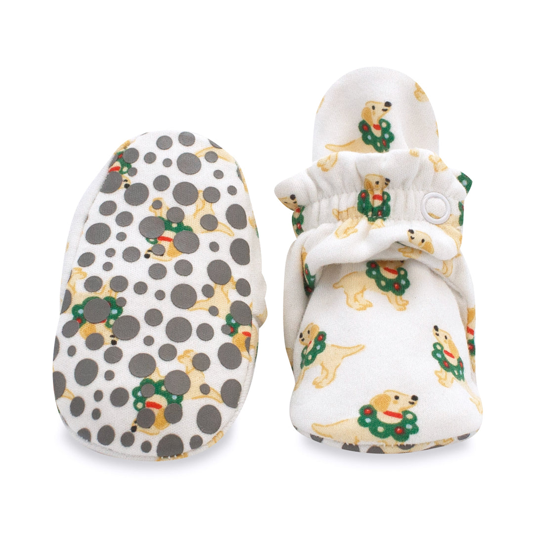 Zutano baby Bootie Holiday Dogs Organic Cotton Gripper Baby Bootie