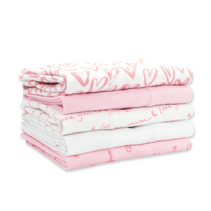 Zutano baby Burp Cloth Hearts Organic Cotton Burp Cloth 5 Pack - Pink Multi