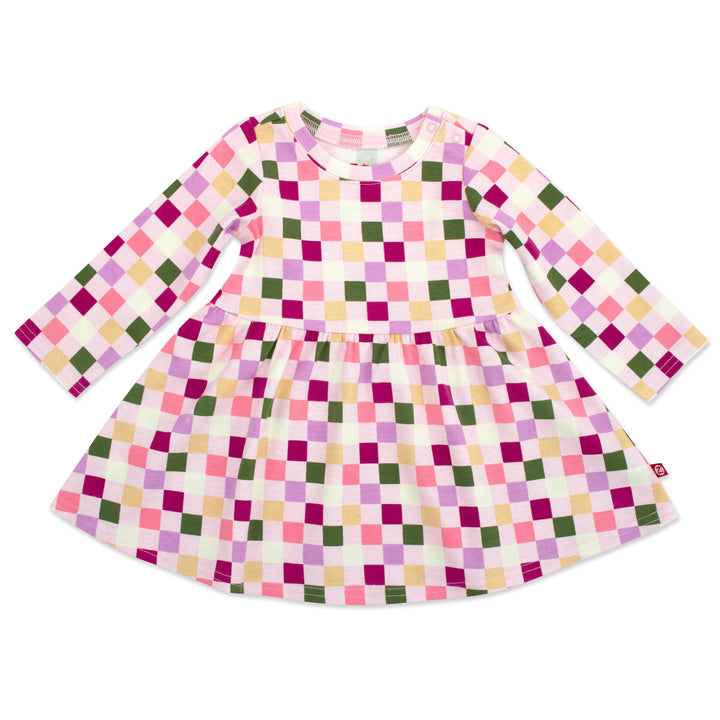 Zutano baby Dress Checker Organic Cotton Long Sleeve Forever Dress