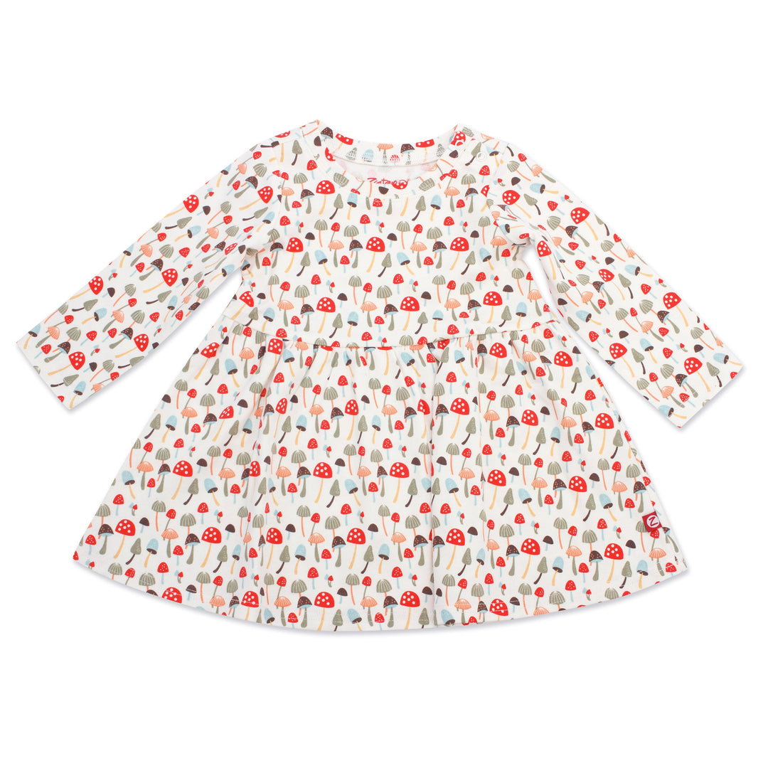 Zutano baby Dress Mushrooms Organic Cotton Long Sleeve Forever Dress