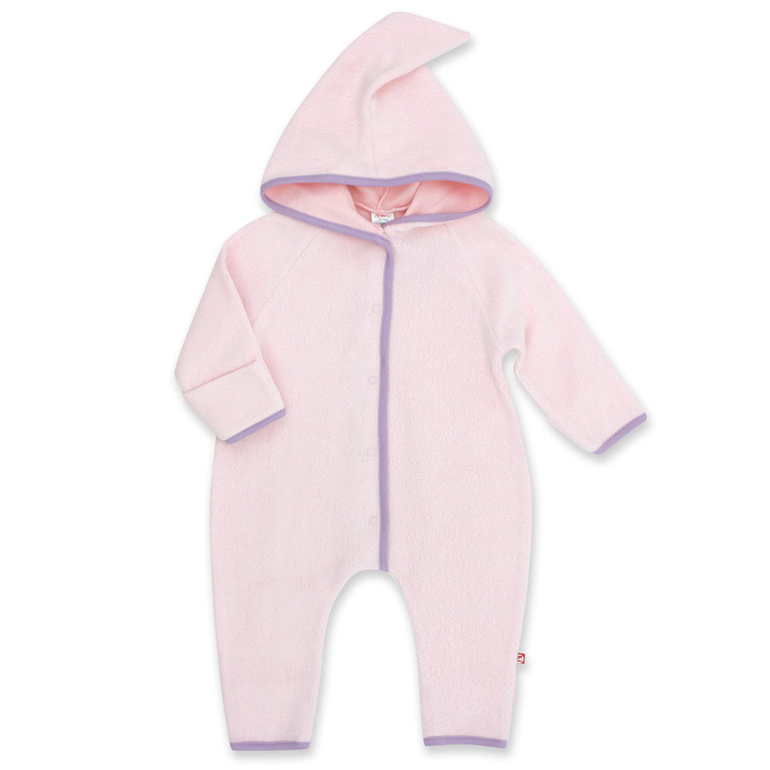 Zutano baby One Piece Cozie Elf Suit - Baby Pink