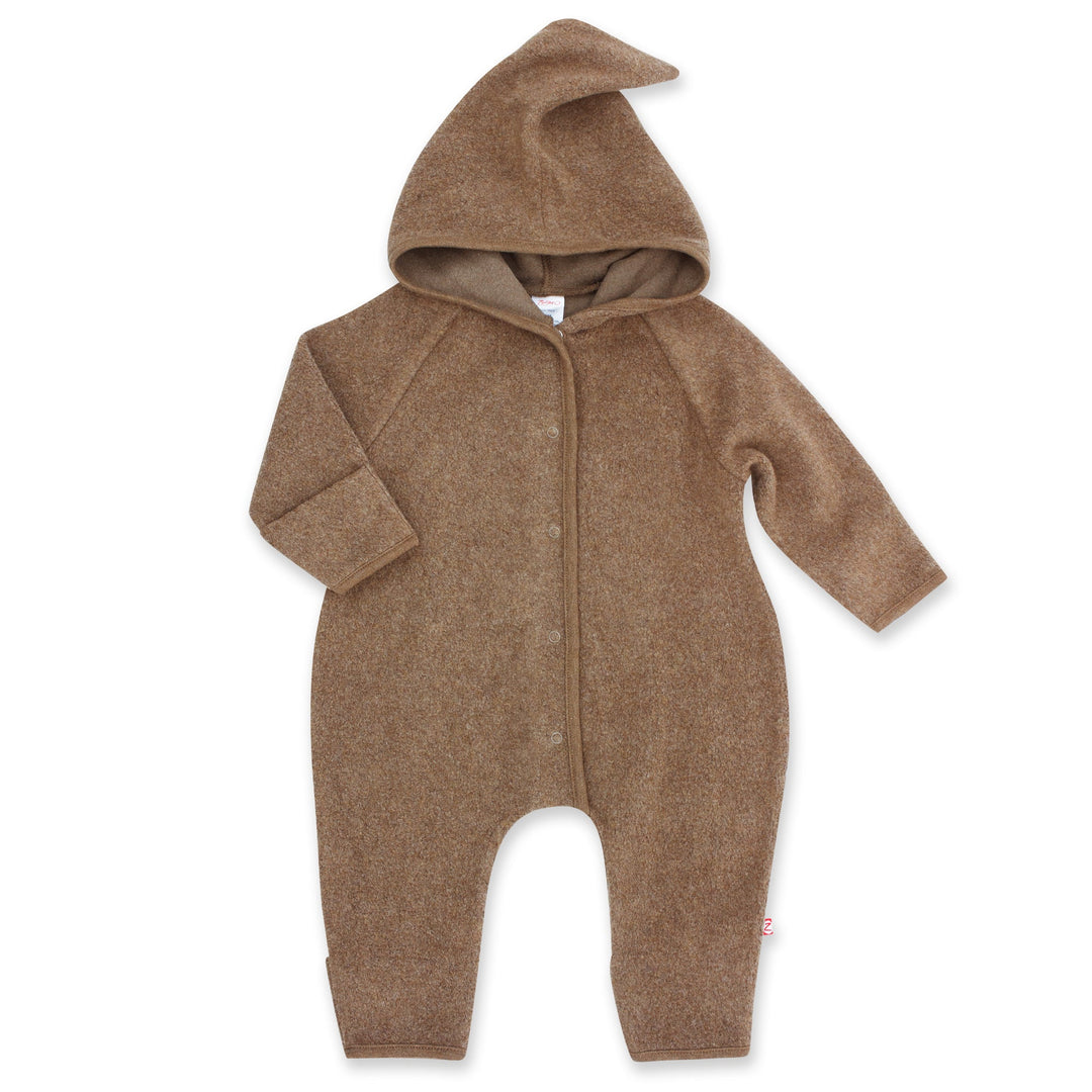 Zutano baby One Piece Cozie Elf Suit - Mocha Heather