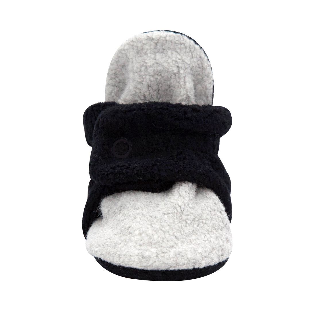 Zutano double cozie fleece baby bootie - Black/Heather gray