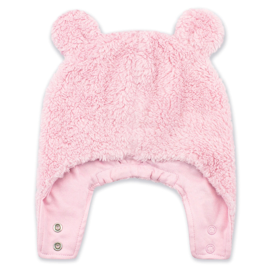 Furry bear hat set - Baby pink by Zutano