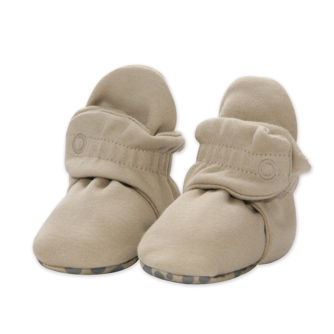 Zutano organic cotton gripper baby booties - Khaki