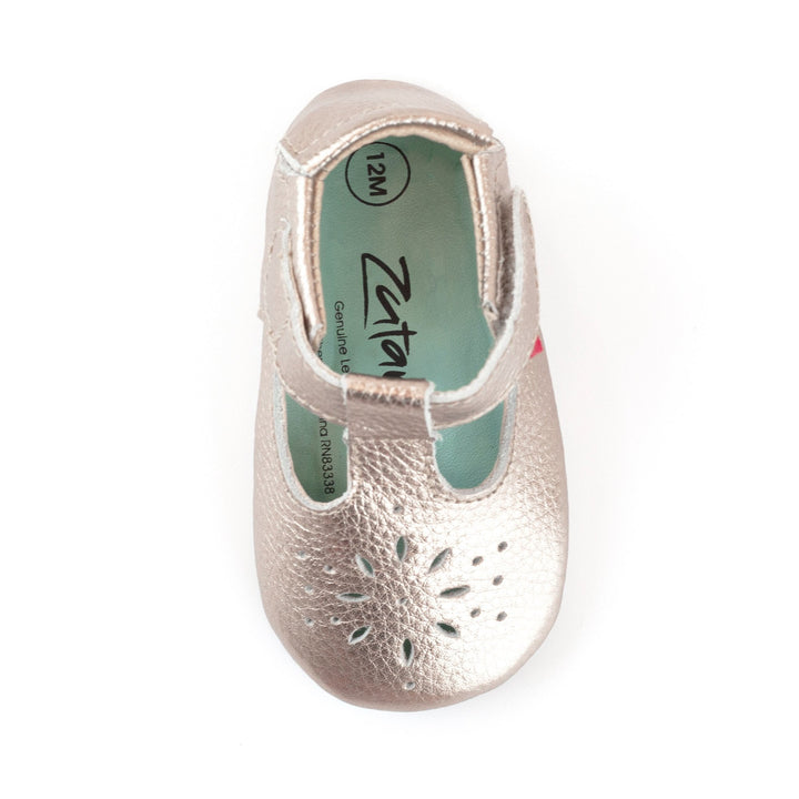 Zutano baby Shoe Rose Gold Leather Mary Jane Shoe
