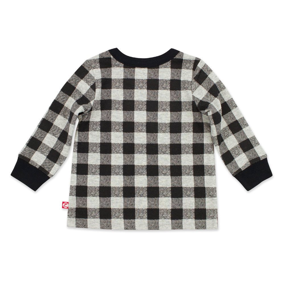 A long sleeve crewneck baby top.