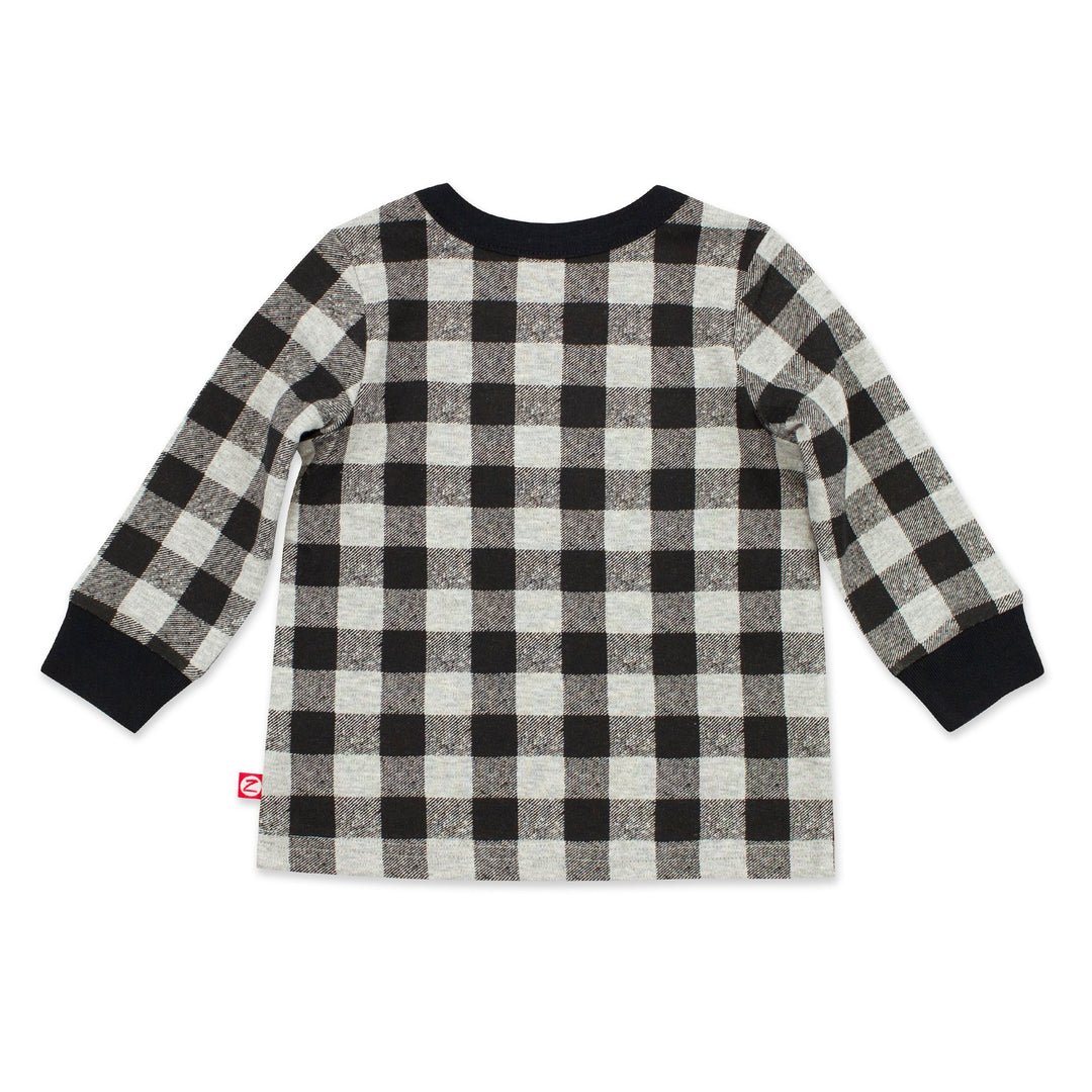 A long sleeve crewneck baby top.
