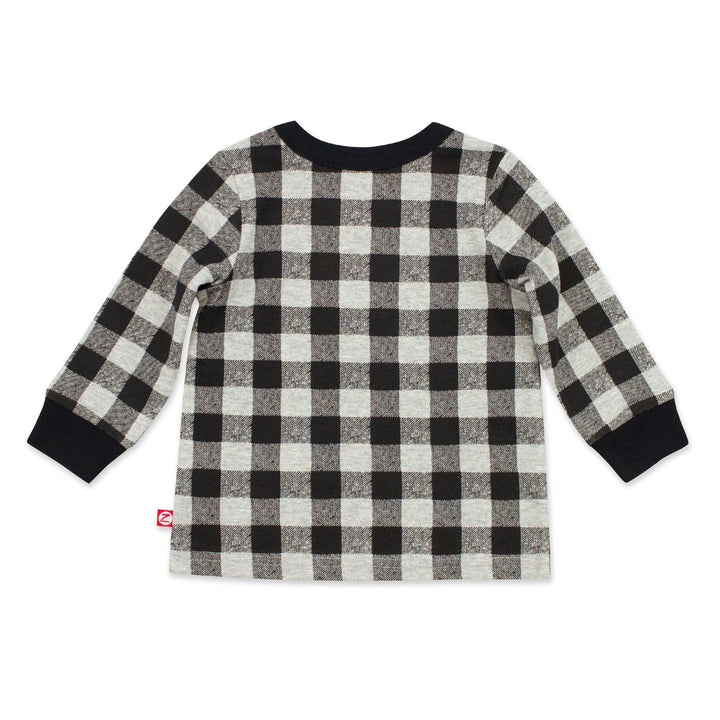 A long sleeve crewneck baby top.