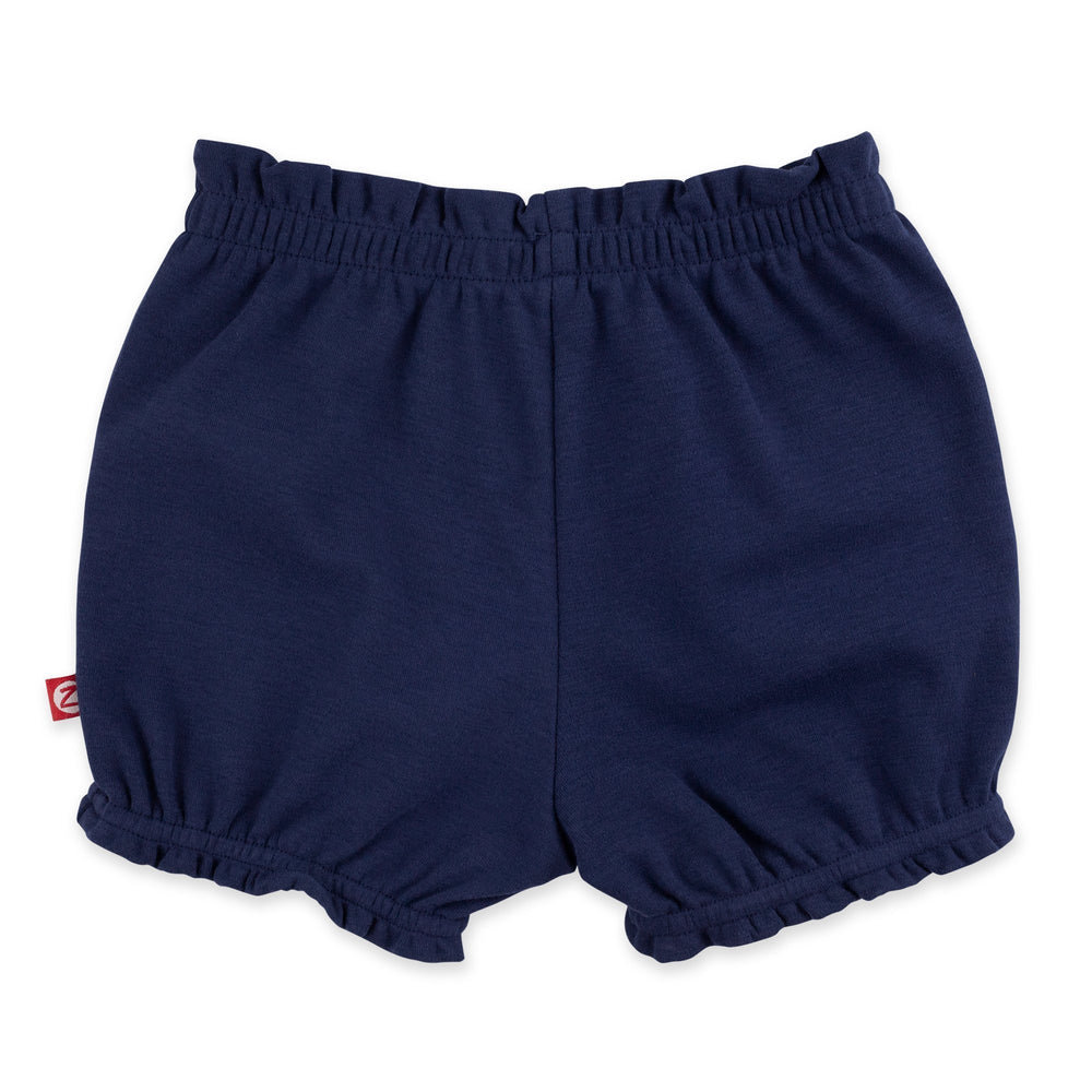 Zutano organic cotton ruffle short - True navy