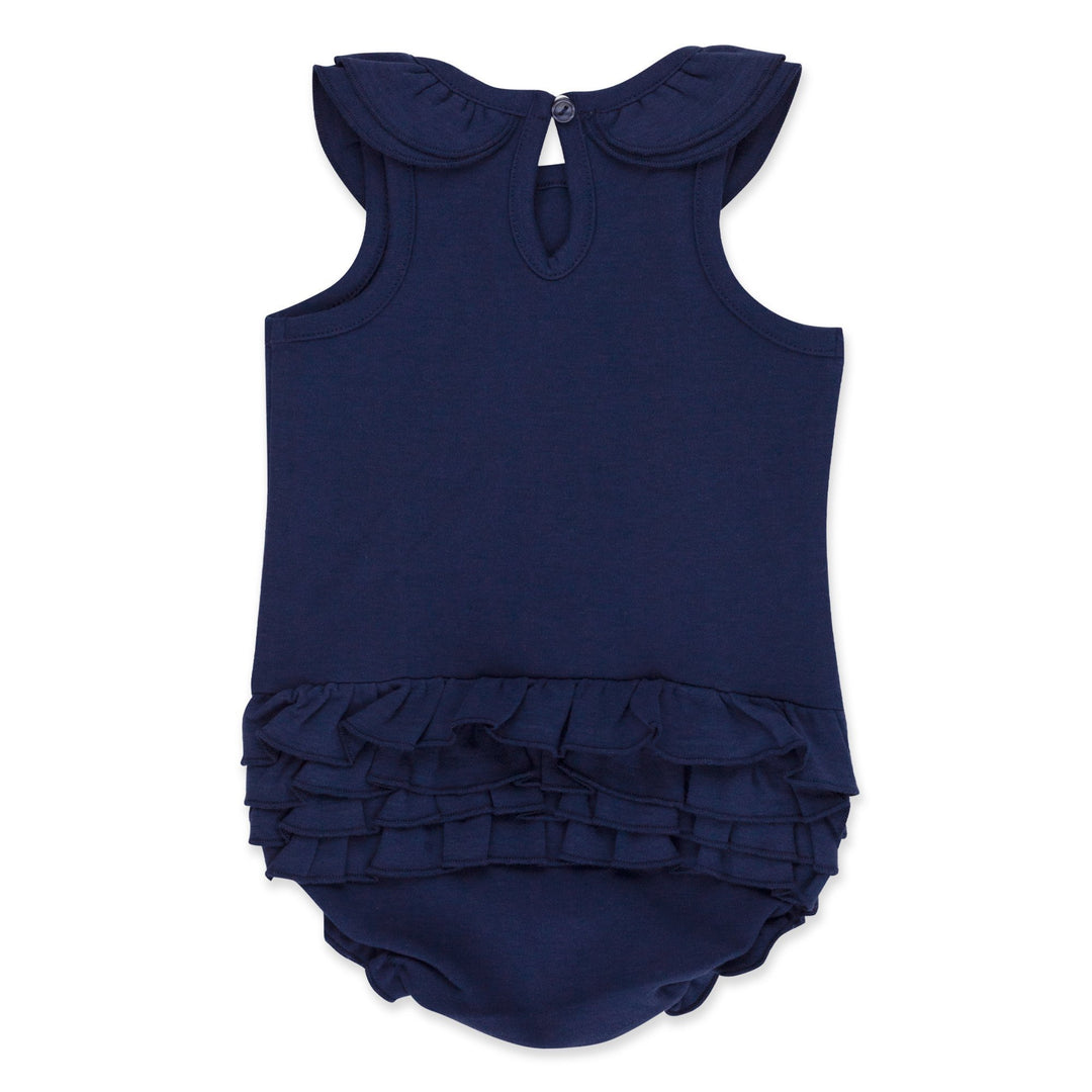 Zutano baby One Piece Organic Cotton Ruffle Romper - True Navy