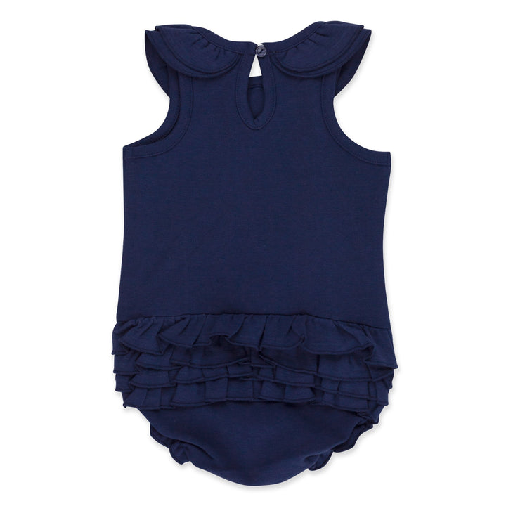 Zutano baby One Piece Organic Cotton Ruffle Romper - True Navy