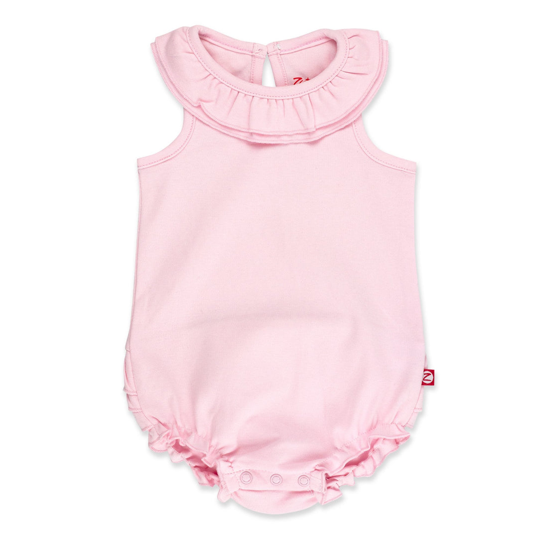 Zutano One Piece Solid Ruffle Romper - Baby Pink