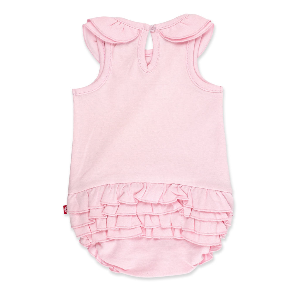 Zutano One Piece Solid Ruffle Romper - Baby Pink