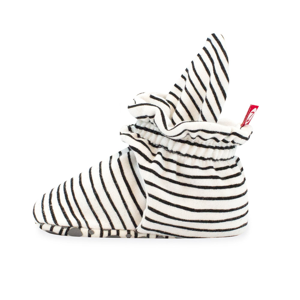 Zutano pencil stripe organic cotton gripper baby bootie