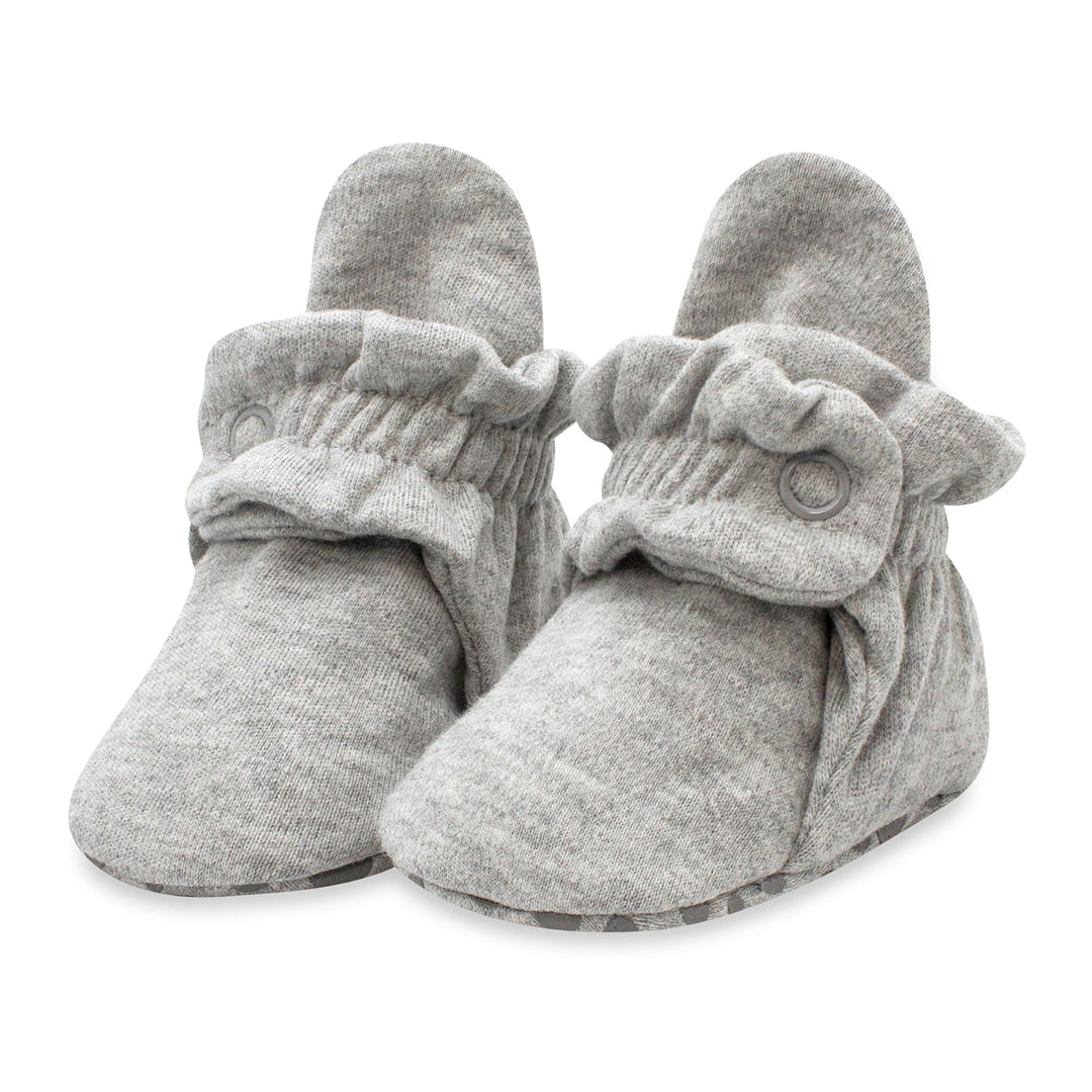Zutano organic cotton gripper baby booties - Heather gray