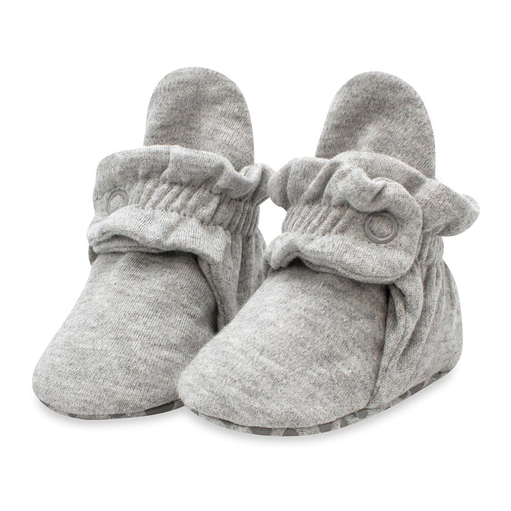 Zutano organic cotton gripper baby booties - Heather gray