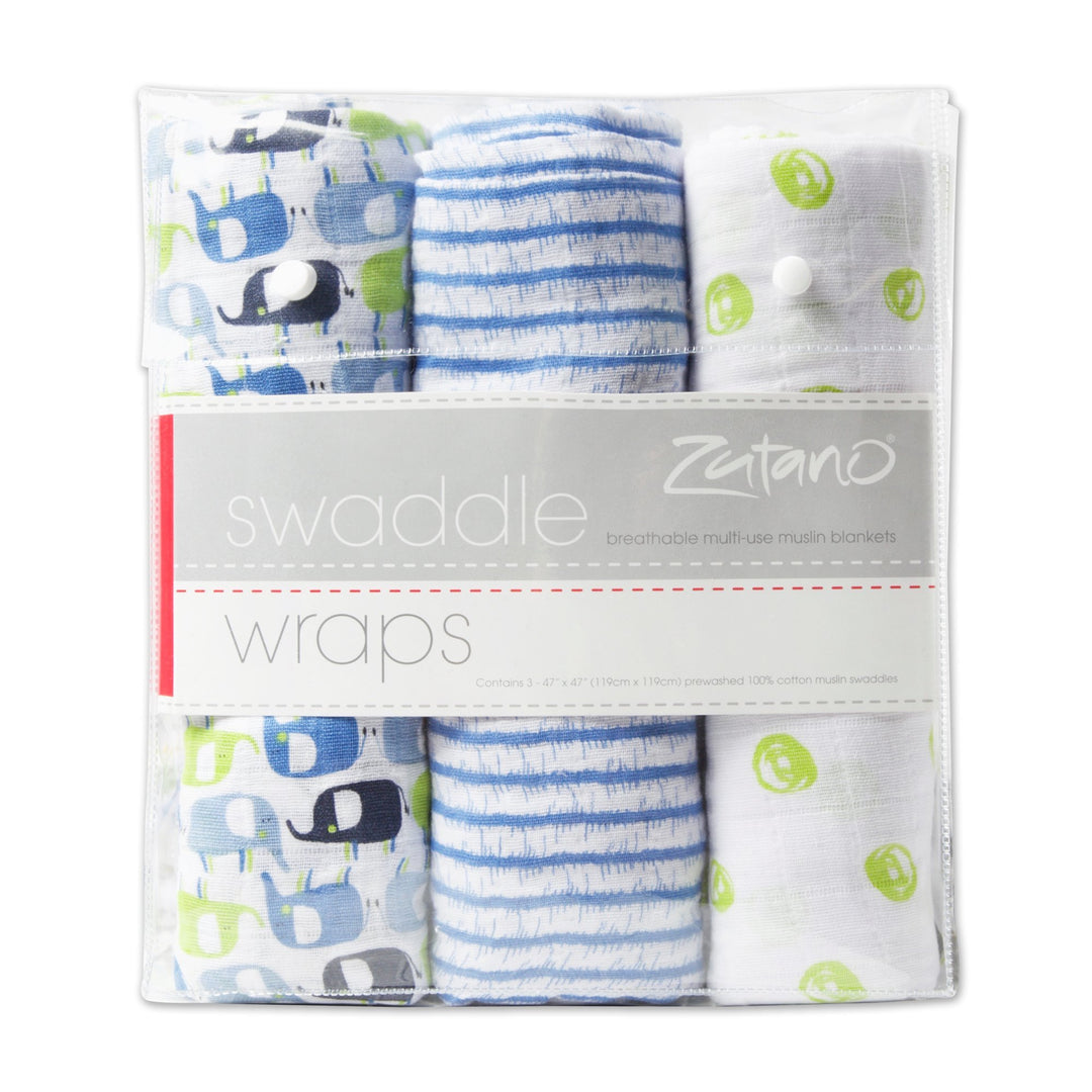 Zutano blue elephant swaddle pack