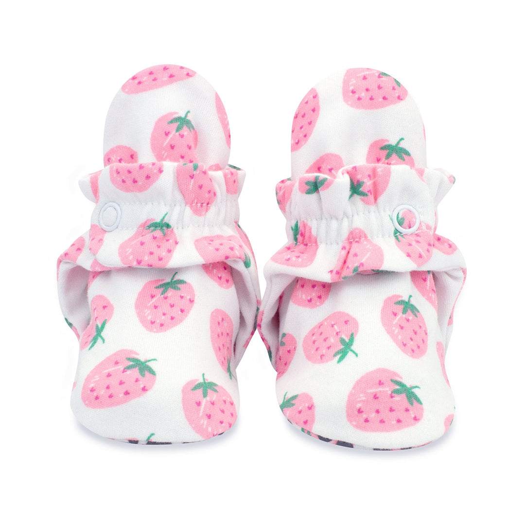Strawberries organic cotton gripper baby bootie by Zutano.