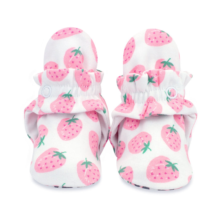 Strawberries organic cotton gripper baby bootie by Zutano.