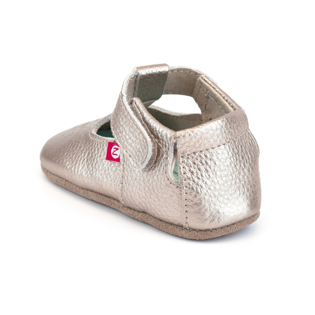 Zutano baby Shoe Rose Gold Leather Mary Jane Shoe